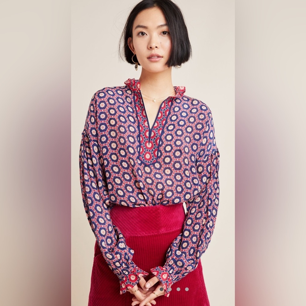 Anthropologie Marguerite Peasant Blouse